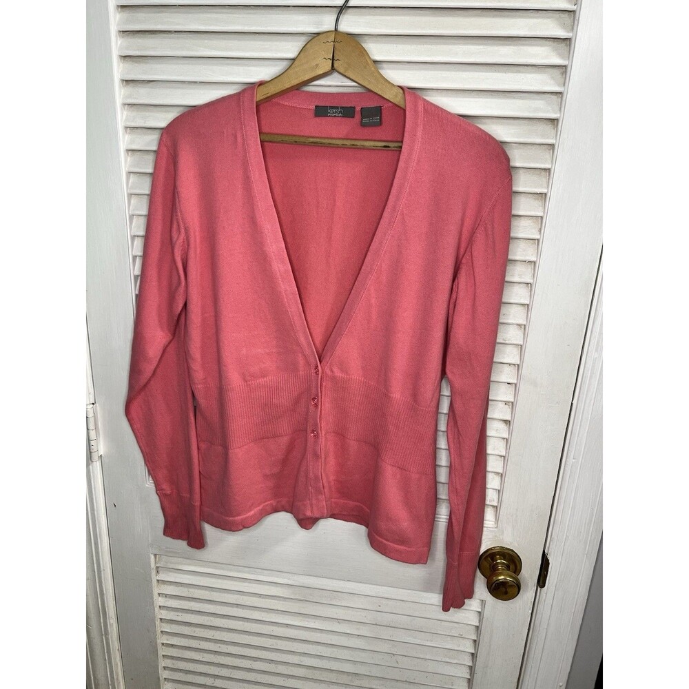 Kersh Essentials Cardigan Sweater , XL, Pink Button Front Deep V-Neck, Summer